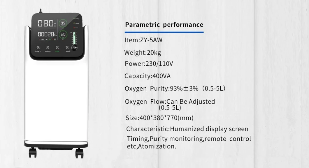 5L Ultra Low Noise Nebulizer Oxygen Concentrator with Adjustable Flow & Purity Monitor